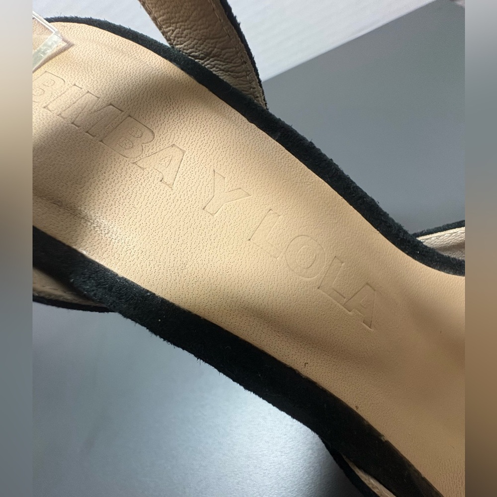 BIMBA Y LOLA Black Suede Chunky Heel Peep-Toe Sandals - Picture 4 of 10